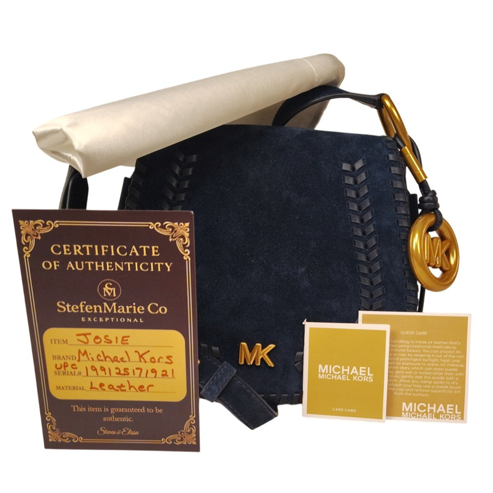 Michael Kors Josie Medium Whipstitched Suede Saddle Bag-Dress Blues/Navy-NWT - Picture 13 of 15